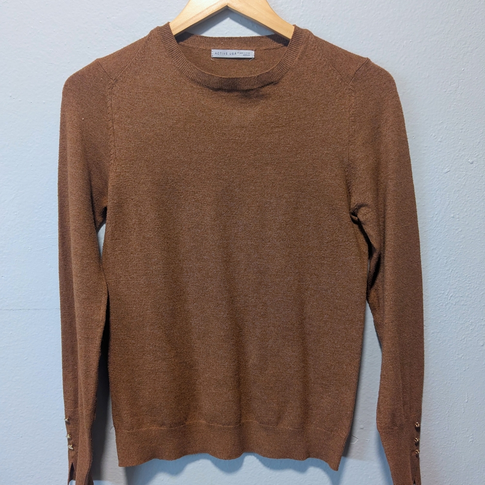 Orange-Brown Button Detail Top